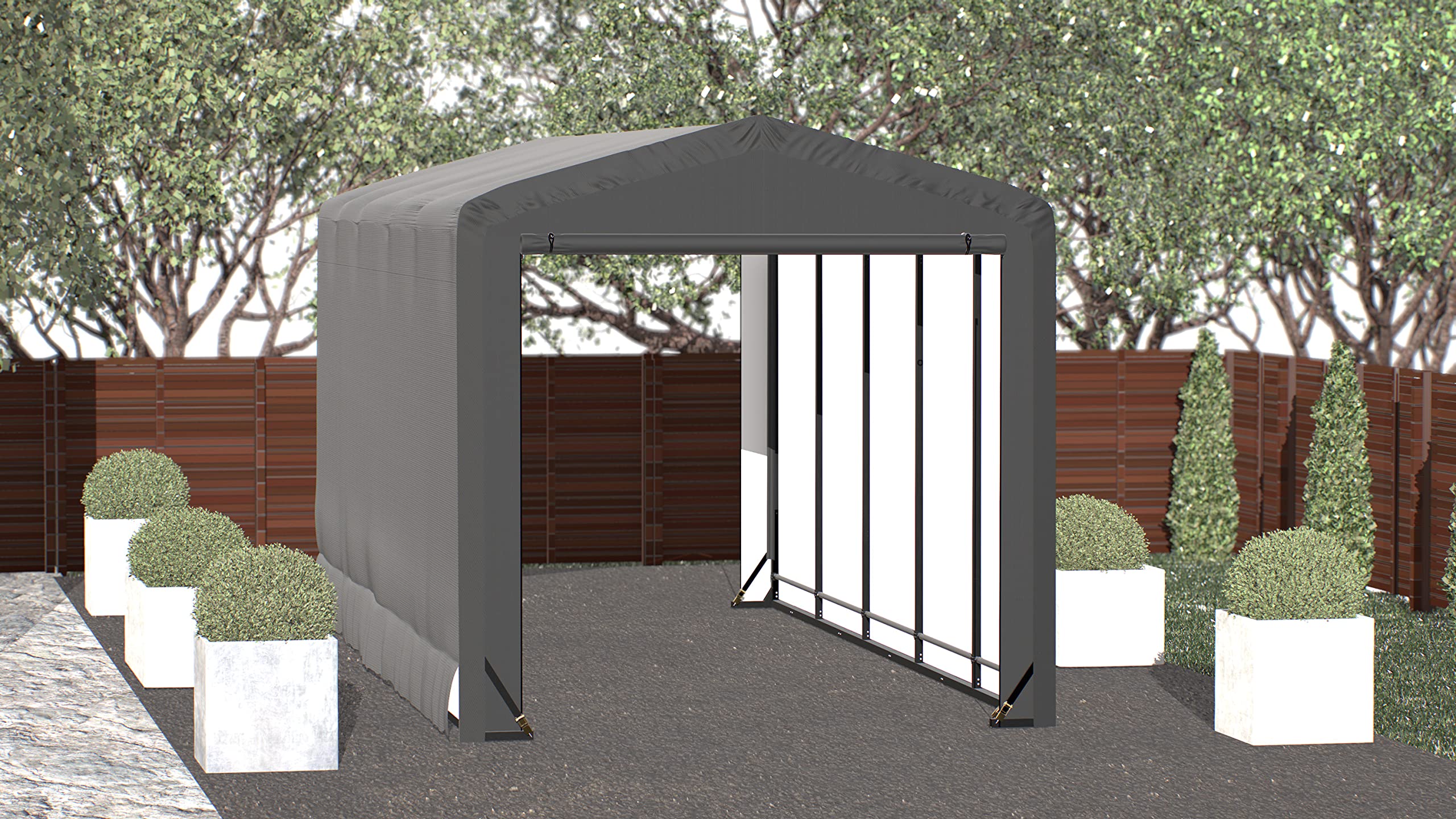 ShelterLogic ShelterTube Garage & Storage Shelter, 10' x 23' x 10' Heavy-Duty Steel Frame Wind and Snow-Load Rated Enclosure, Gray - Image 2