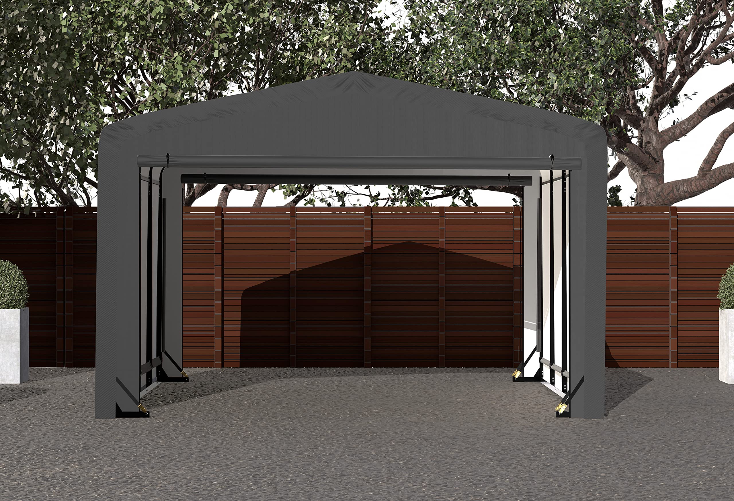 ShelterLogic ShelterTube Garage & Storage Shelter, 12' x 18' x 8' Heavy-Duty Steel Frame Wind and Snow-Load Rated Enclosure, Gray - Image 12