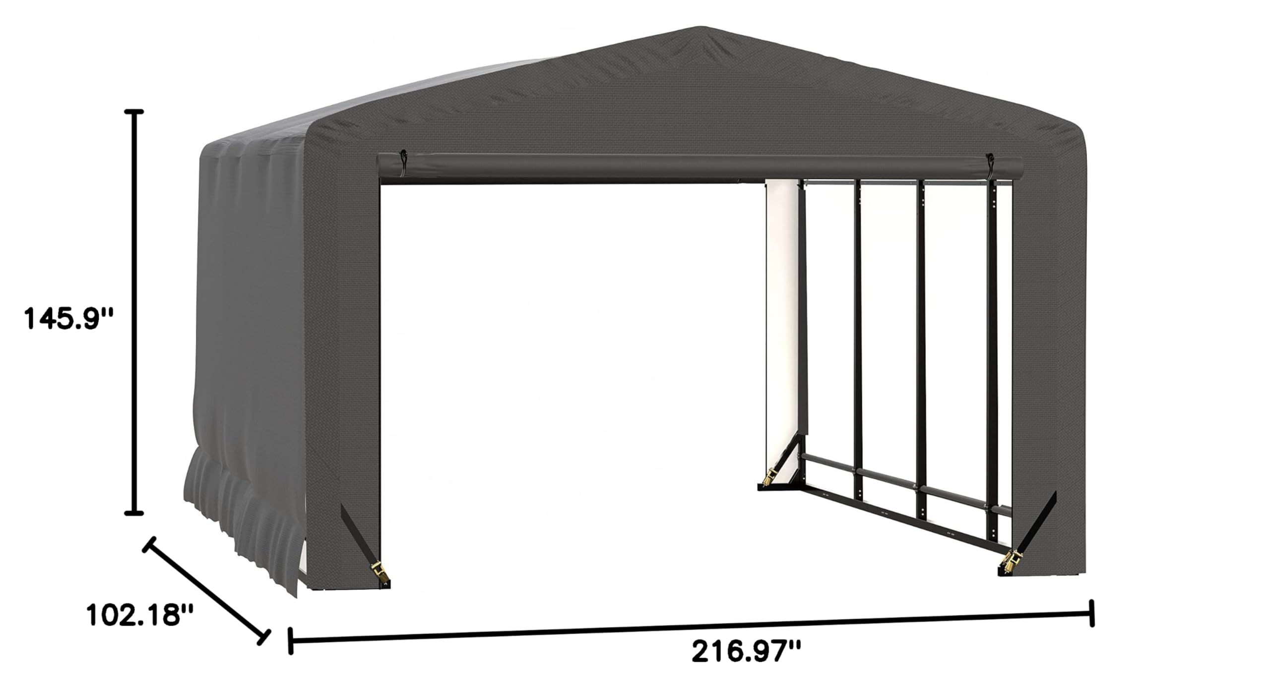 ShelterLogic ShelterTube Garage & Storage Shelter, 12' x 18' x 8' Heavy-Duty Steel Frame Wind and Snow-Load Rated Enclosure, Gray - Image 13