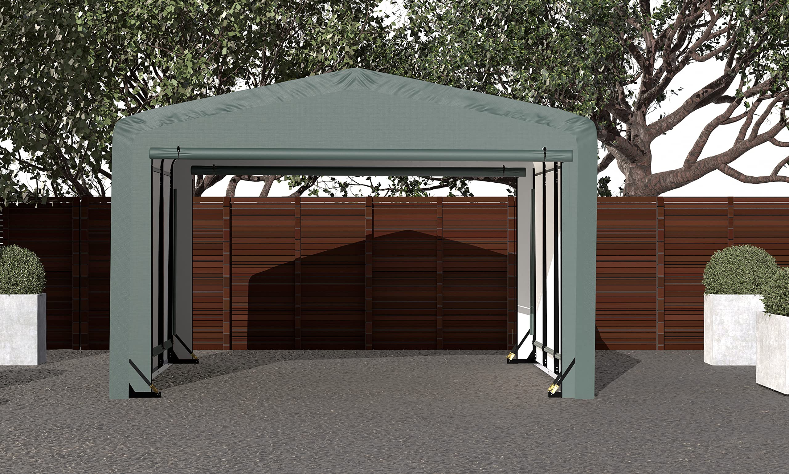 ShelterLogic ShelterTube Garage & Storage Shelter, 12' x 18' x 8' Heavy-Duty Steel Frame Wind and Snow-Load Rated Enclosure, Green - Image 12