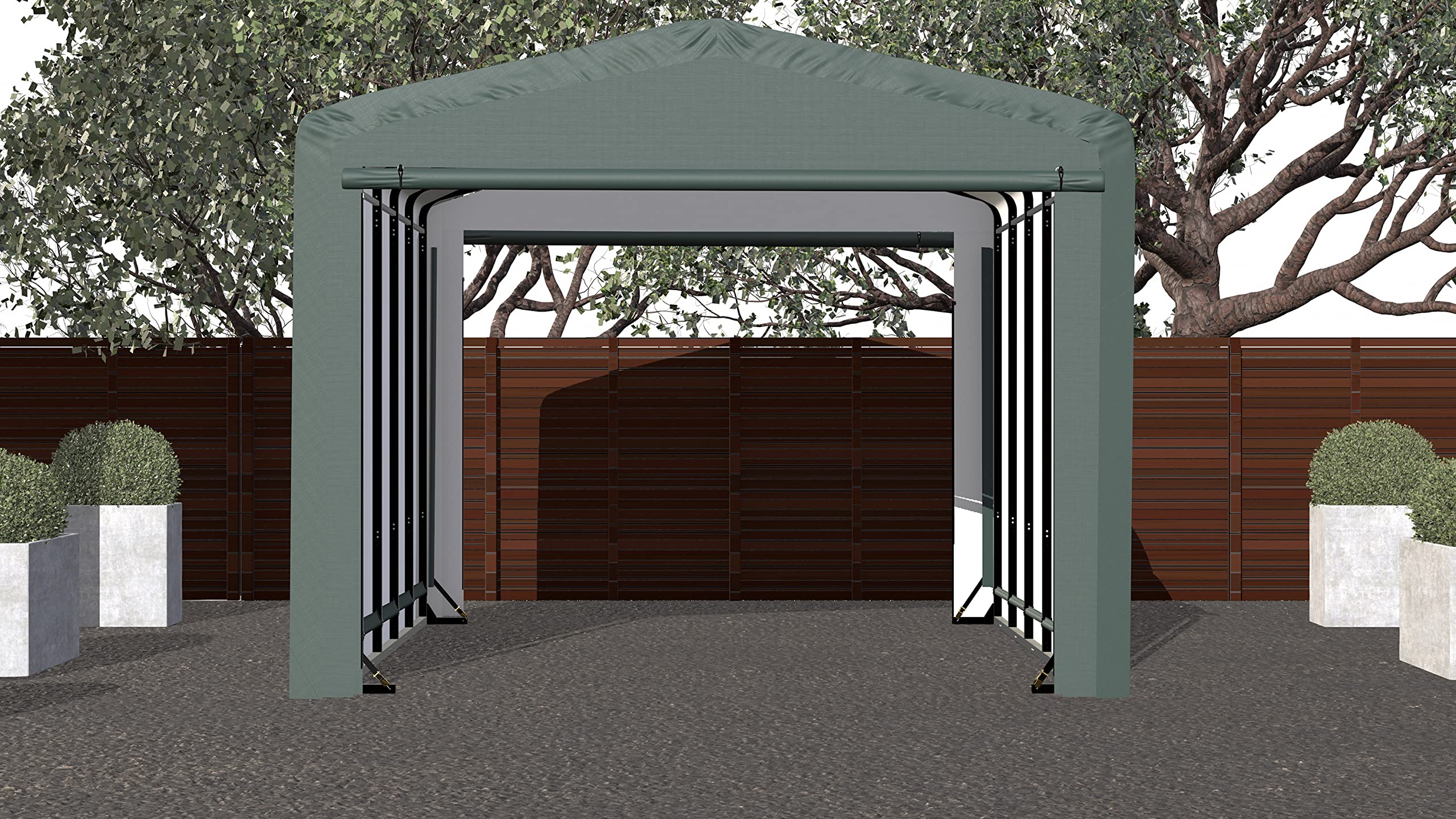 ShelterLogic ShelterTube Garage & Storage Shelter, 12' x 23' x 10' Heavy-Duty Steel Frame Wind and Snow-Load Rated Enclosure, Green - Image 12