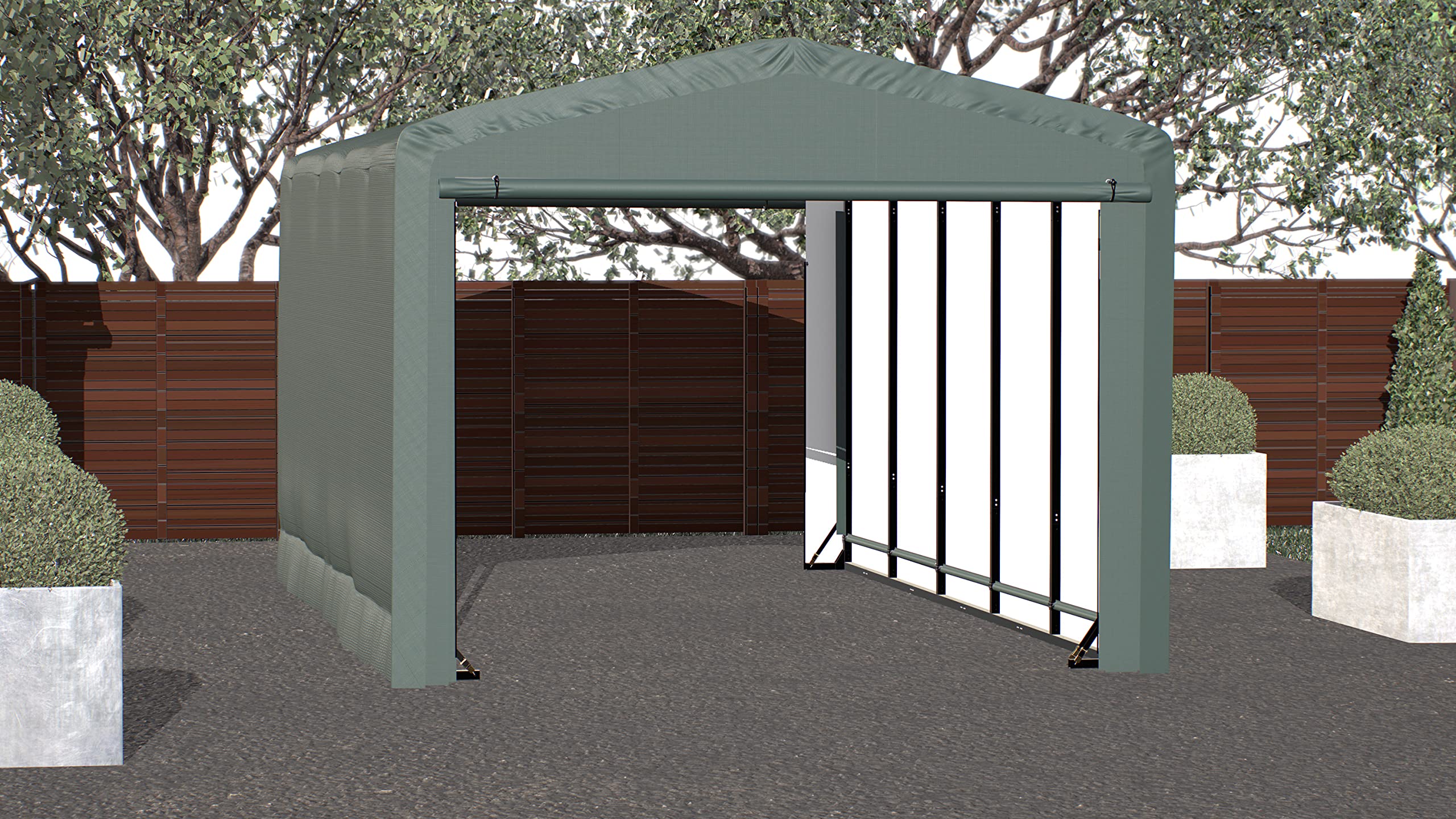 ShelterLogic ShelterTube Garage & Storage Shelter, 12' x 23' x 10' Heavy-Duty Steel Frame Wind and Snow-Load Rated Enclosure, Green - Image 2