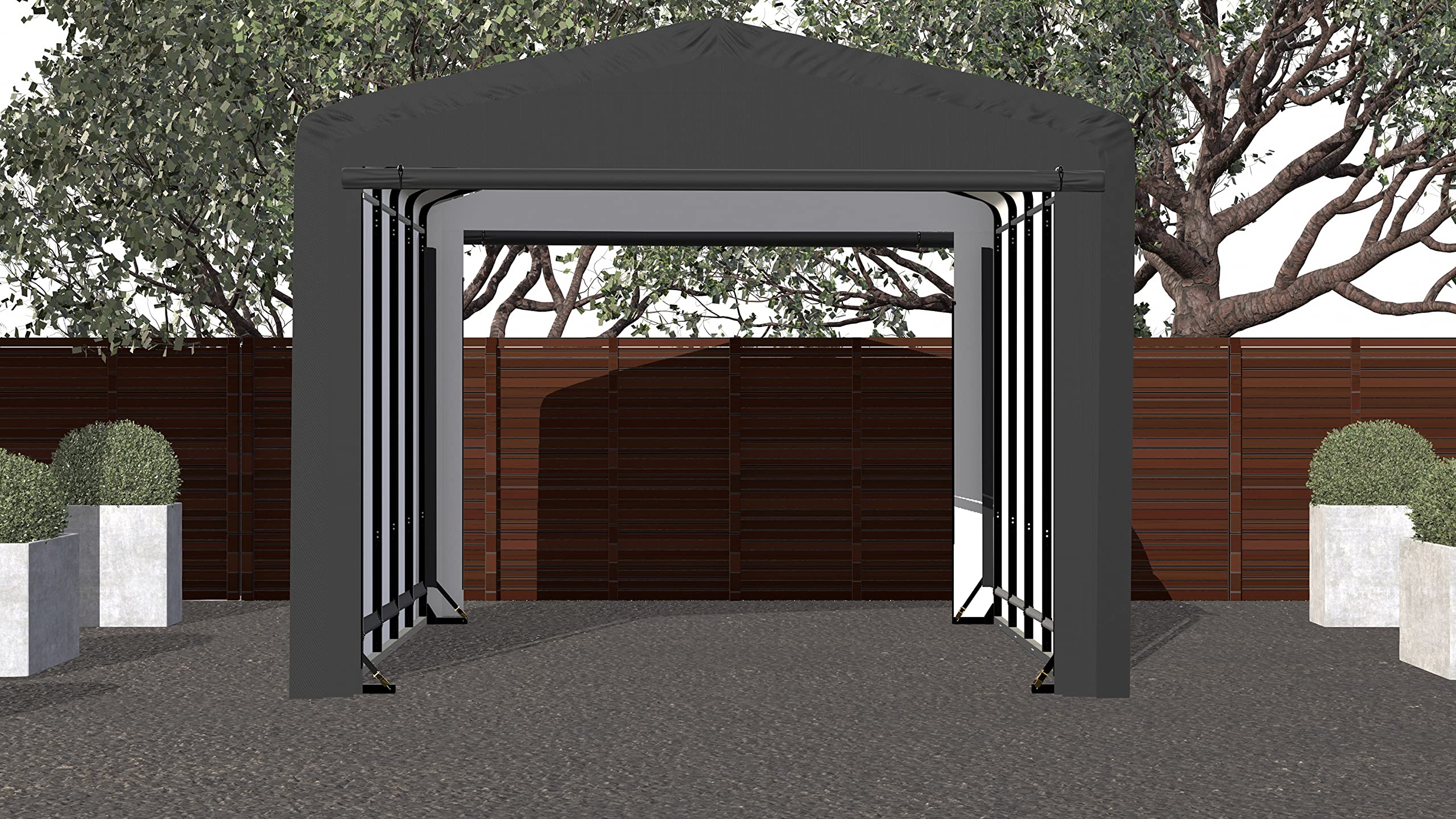 ShelterLogic ShelterTube Garage & Storage Shelter, 12' x 23' x 10' Heavy-Duty Steel Frame Wind and Snow-Load Rated Enclosure, Gray - Image 12