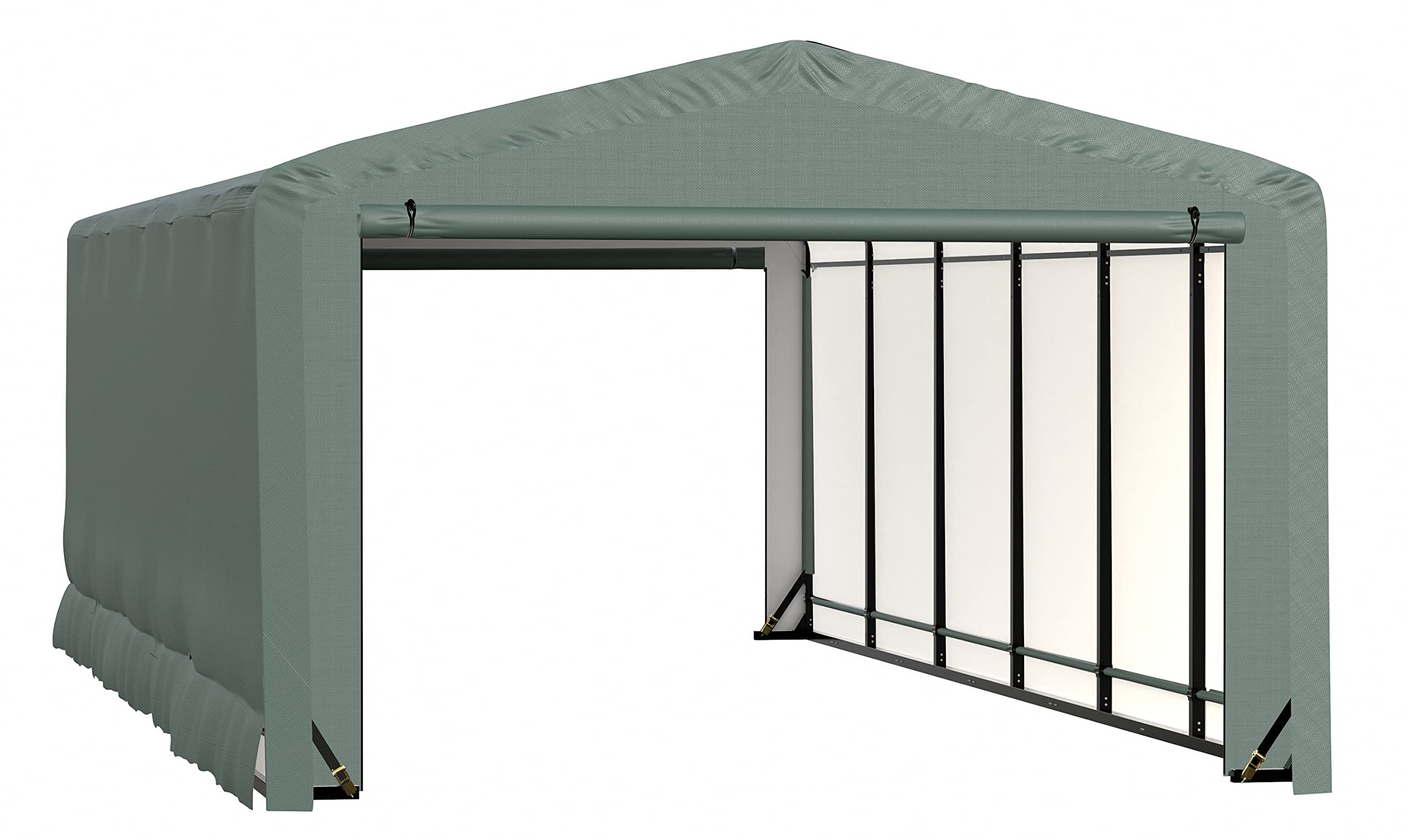 ShelterLogic ShelterTube Garage & Storage Shelter, 12' x 23' x 8' Heavy-Duty Steel Frame Wind and Snow-Load Rated Enclosure, Green