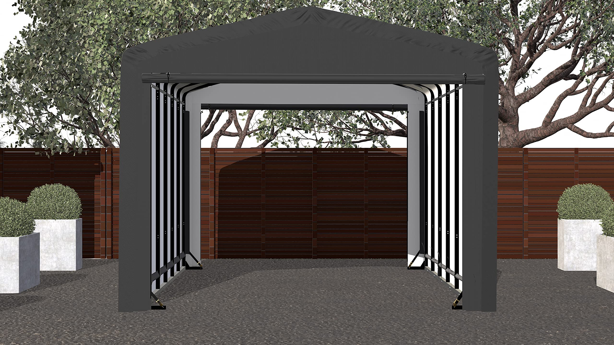 ShelterLogic ShelterTube Garage & Storage Shelter, 12' x 27' x 10' Heavy-Duty Steel Frame Wind and Snow-Load Rated Enclosure, Gray - Image 12