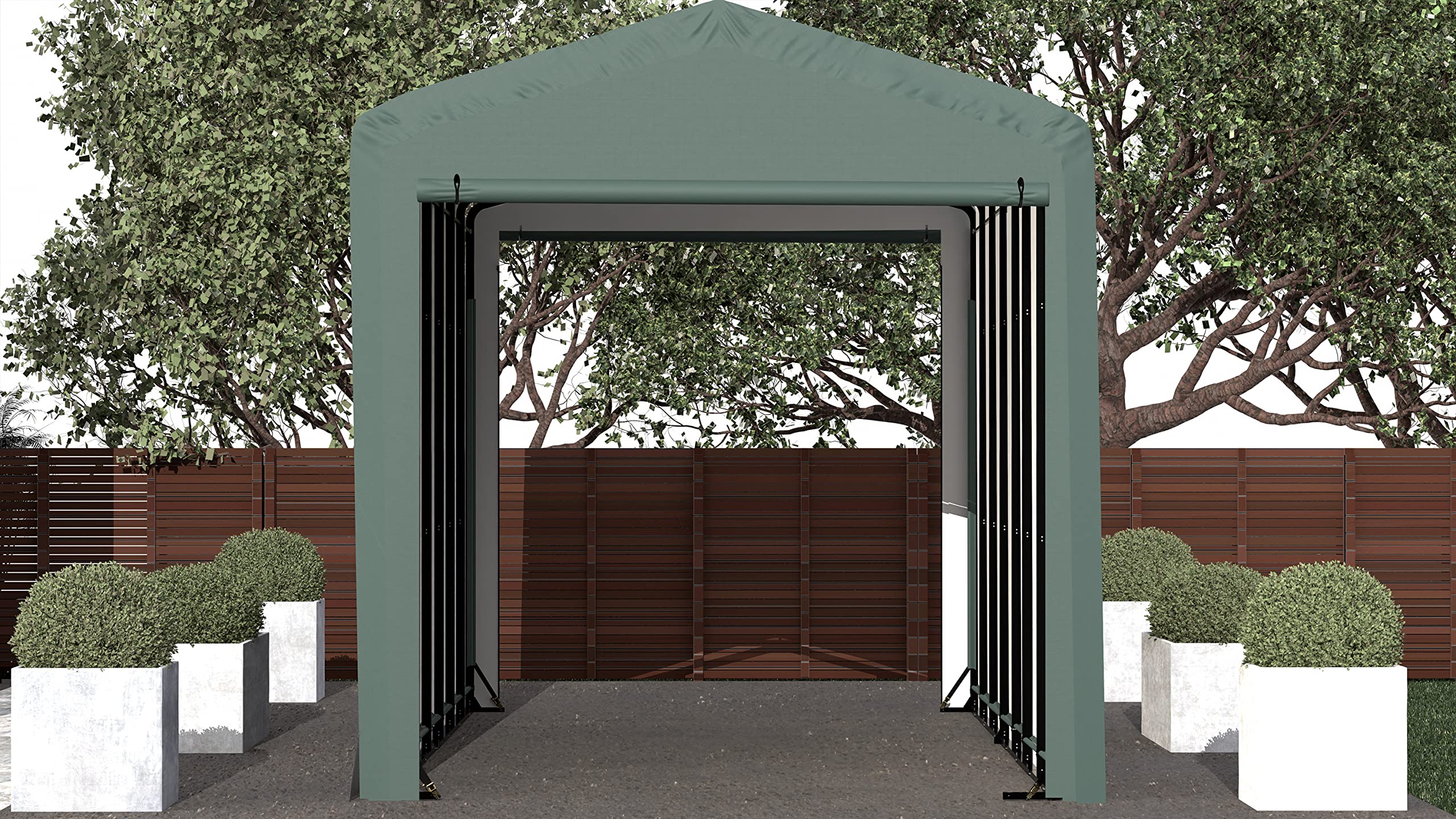 ShelterLogic ShelterTube Garage & Storage Shelter, 14' x 32' x 16' Heavy-Duty Steel Frame Wind and Snow-Load Rated Enclosure, Green - Image 12