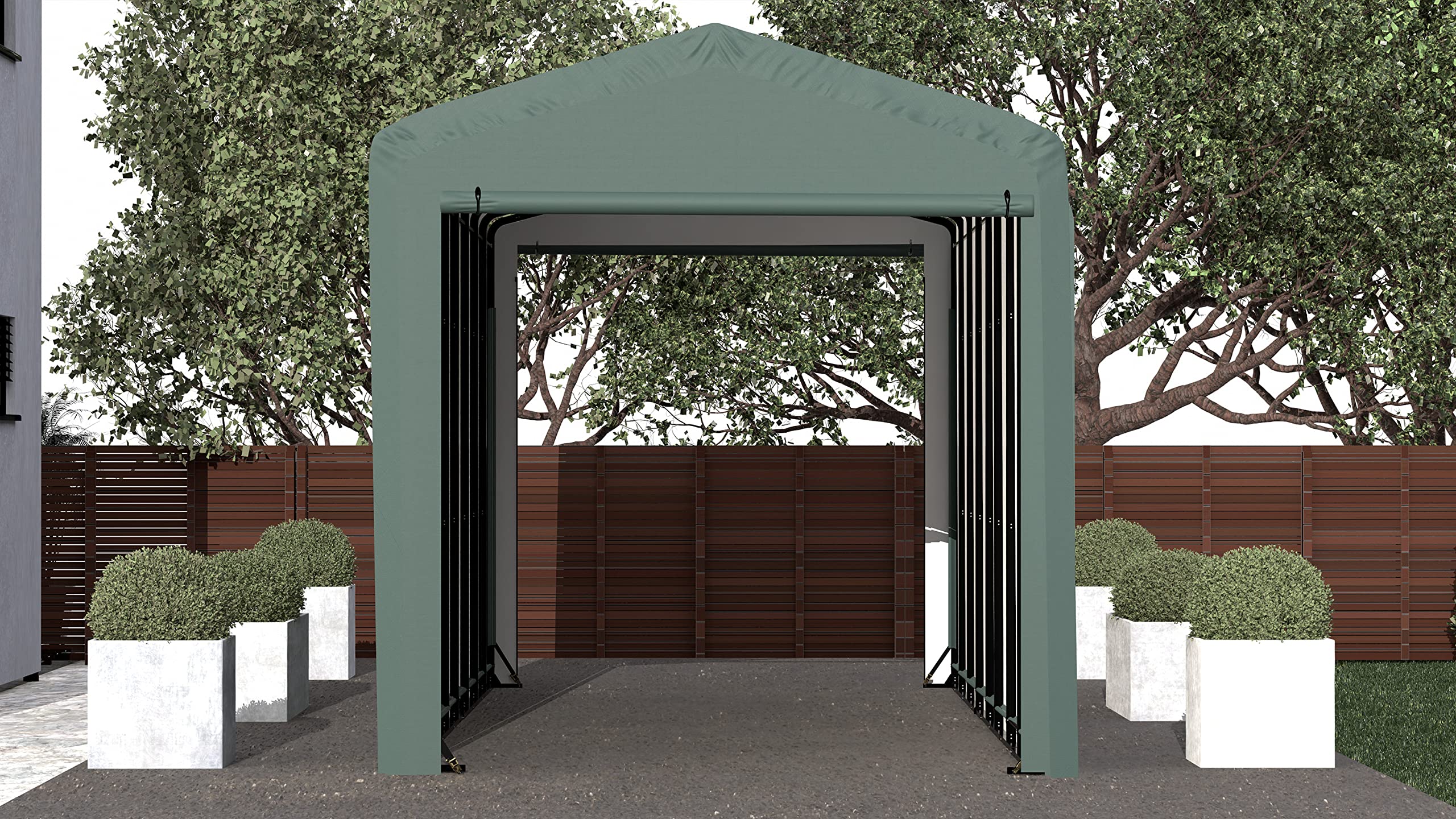 ShelterLogic ShelterTube Garage & Storage Shelter, 14' x 36' x 16' Heavy-Duty Steel Frame Wind and Snow-Load Rated Enclosure, Green - Image 12