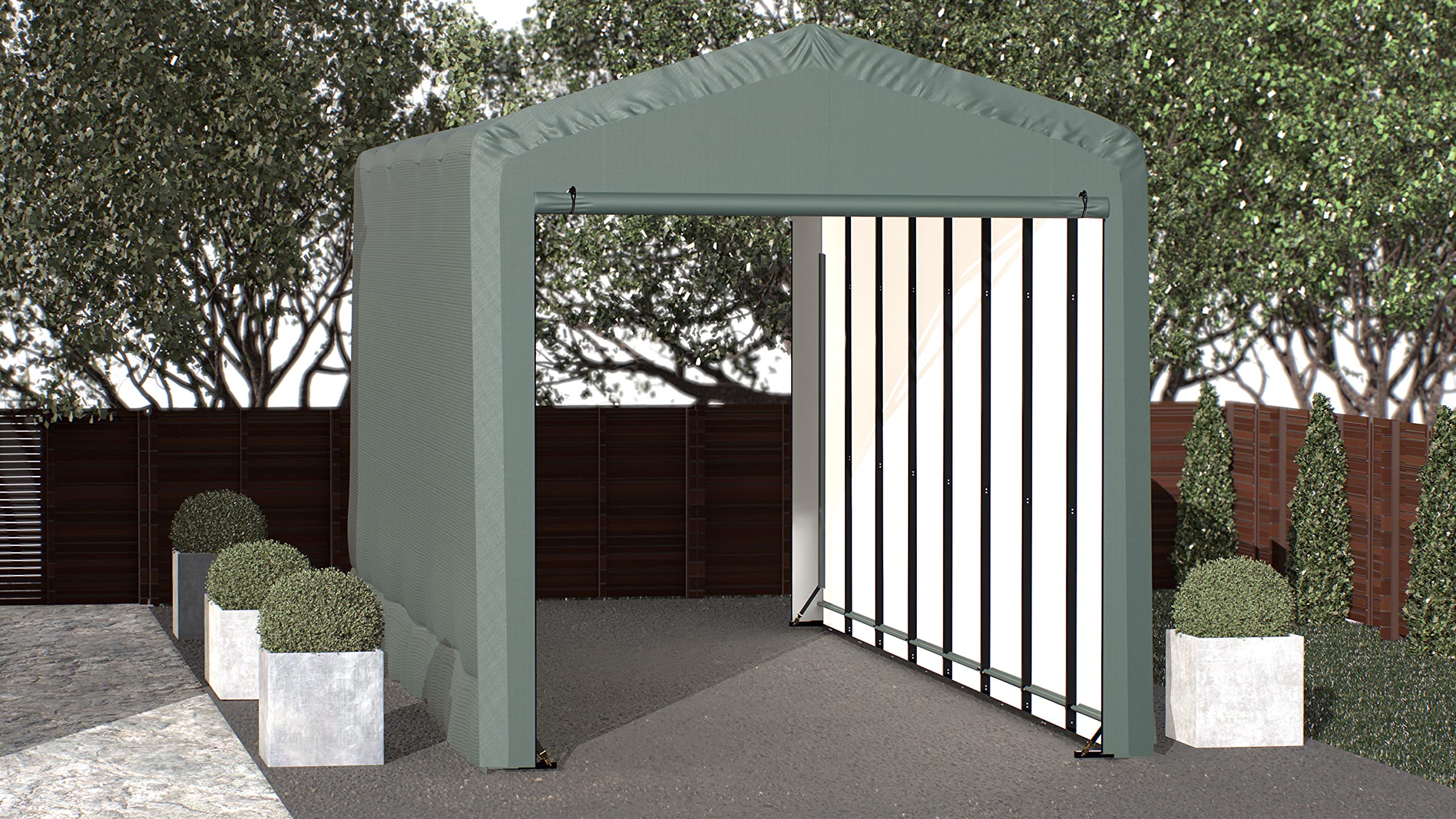 ShelterLogic ShelterTube Garage & Storage Shelter, 14' x 36' x 16' Heavy-Duty Steel Frame Wind and Snow-Load Rated Enclosure, Green - Image 2