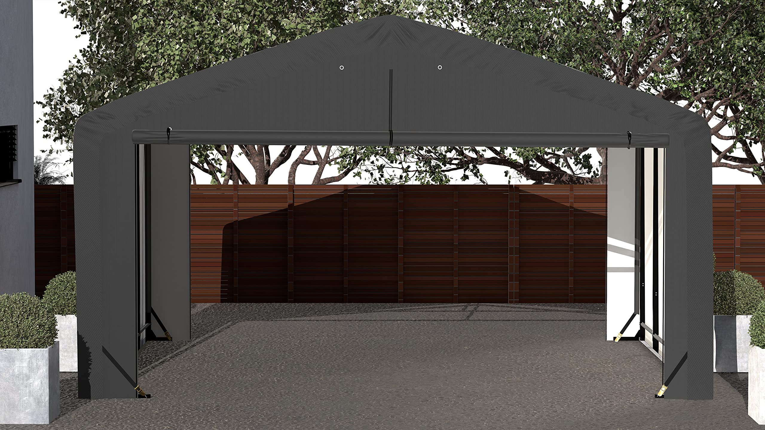 ShelterLogic ShelterTube Garage & Storage Shelter, 20' x 18' x 12' Heavy-Duty Steel Frame Wind and Snow-Load Rated Enclosure, Gray - Image 12