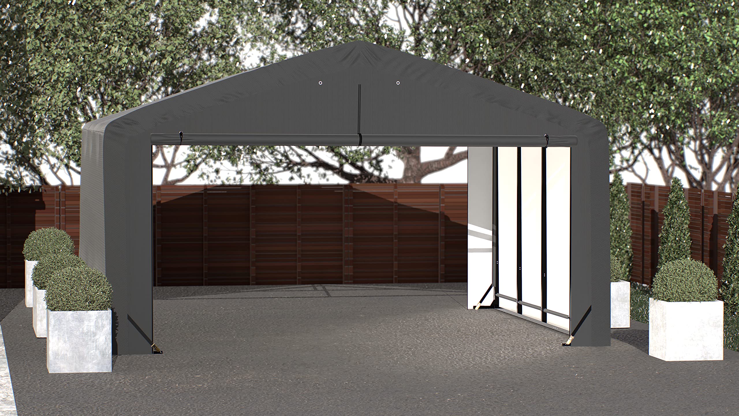 ShelterLogic ShelterTube Garage & Storage Shelter, 20' x 18' x 12' Heavy-Duty Steel Frame Wind and Snow-Load Rated Enclosure, Gray - Image 2
