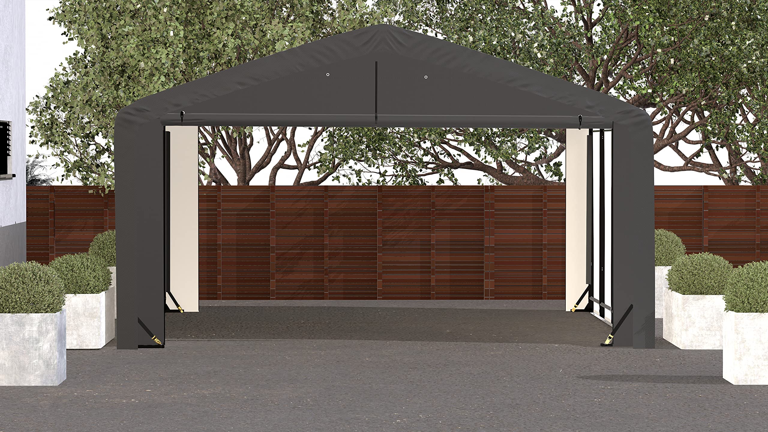 ShelterLogic ShelterTube Garage & Storage Shelter, 20' x 23' x 10' Heavy-Duty Steel Frame Wind and Snow-Load Rated Enclosure, Gray - Image 12