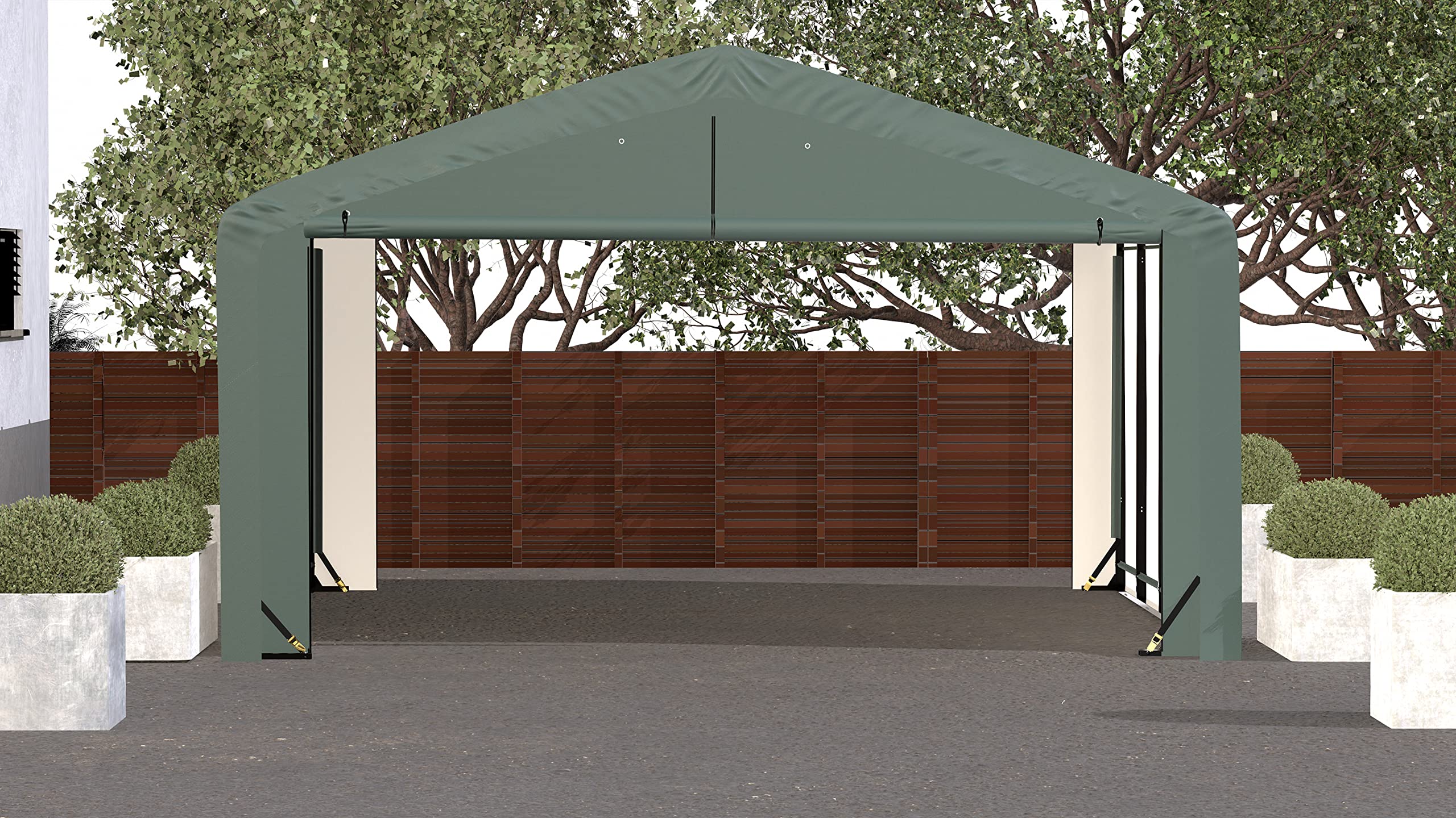 ShelterLogic ShelterTube Garage & Storage Shelter, 20' x 23' x 10' Heavy-Duty Steel Frame Wind and Snow-Load Rated Enclosure, Green - Image 12