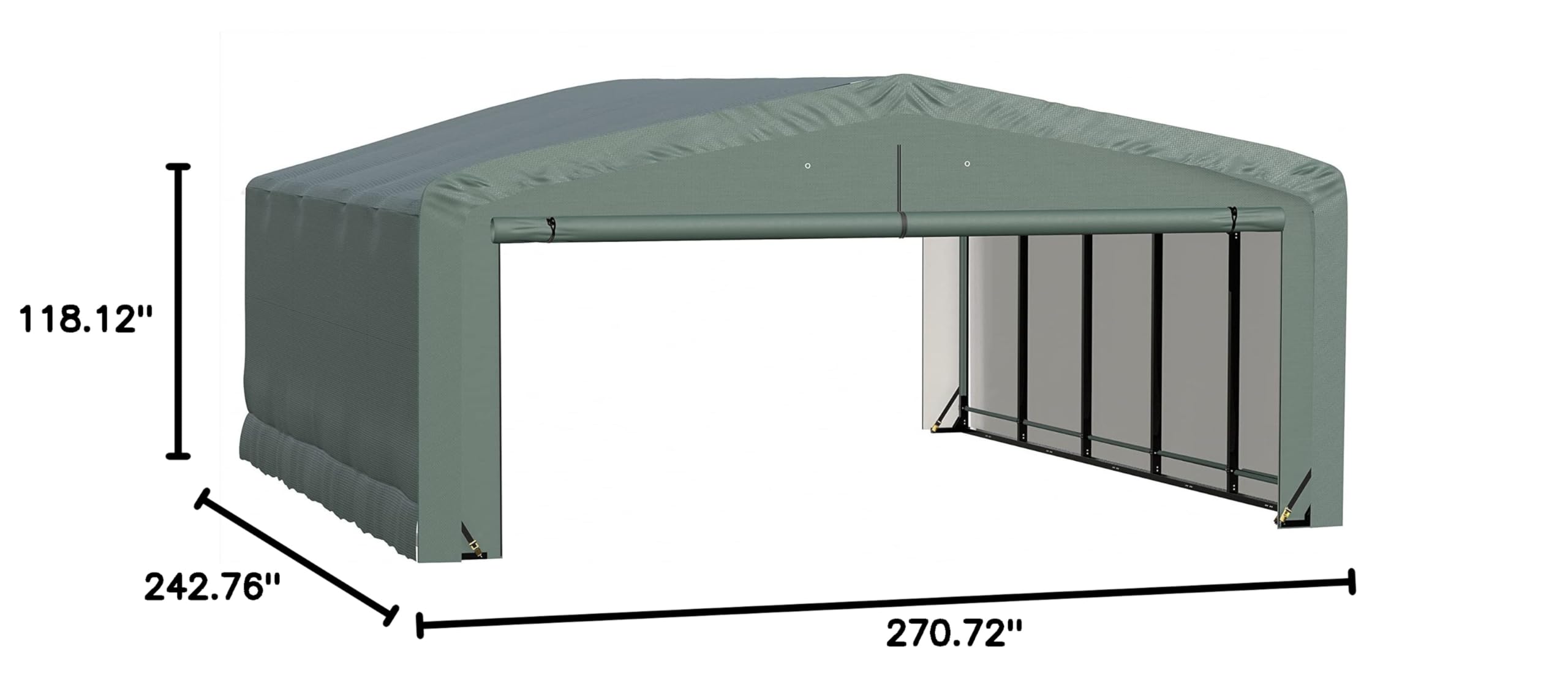 ShelterLogic ShelterTube Garage & Storage Shelter, 20' x 23' x 10' Heavy-Duty Steel Frame Wind and Snow-Load Rated Enclosure, Green - Image 13