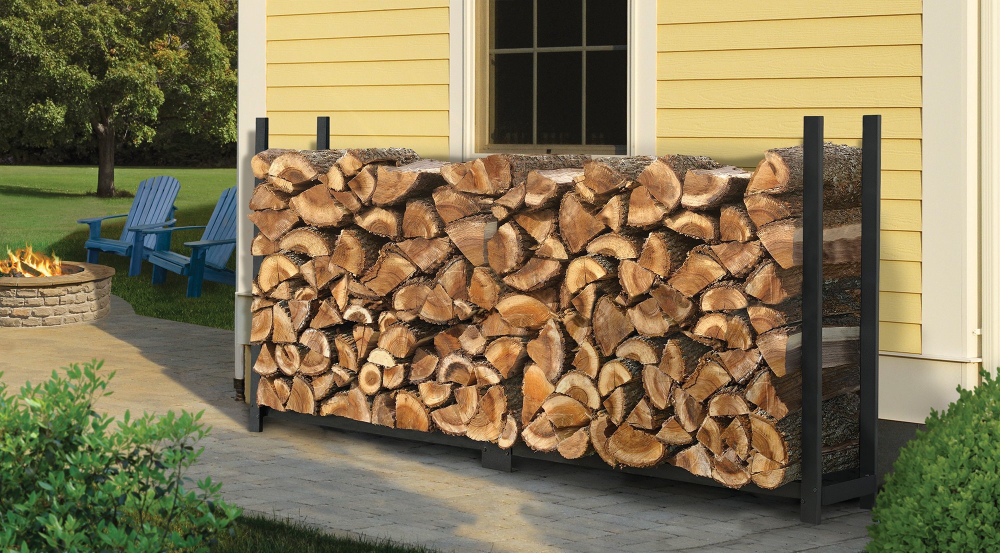 Rio Beach ShelterLogic 12' Firewood-Rack-in-A-Box All-Season Ultra Duty Steel Premium Firewood Rack Without Cover, Black - Image 3